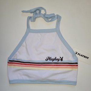 COPY - PLAYBOY Halter Crop Top Open Back Size Small